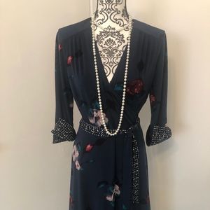 NWOT/Reversible Floral/Geo-print Faux wrap Dress.